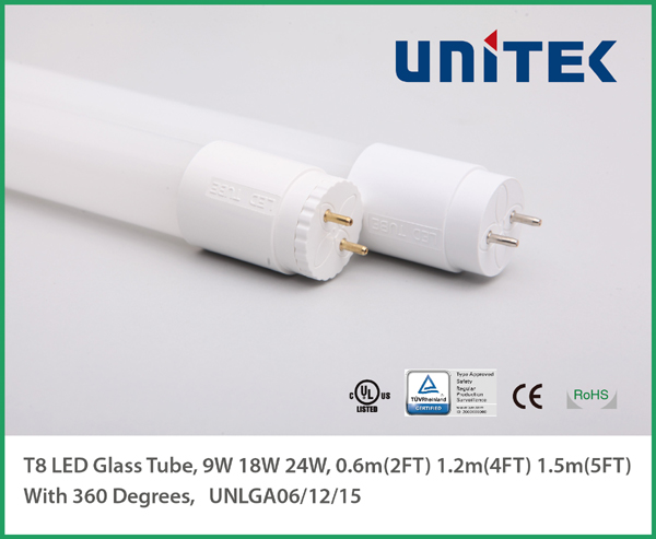 TUV CE UL_Glass LED หลอด T8